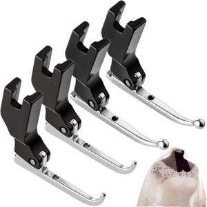 4 Pcs P369 New Bead Sequin Special Presser Foot, Sewing Machine Feet, Wedding Dress Bead Fabric Sewing Machine Accessory No-bead-tapping, Anti-curl & Fabric-holding for Evening Gown(4pcs Mix)