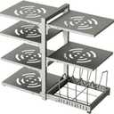 Pots and Pans Organizer, Heavy Duty Pot Racks, 7 Tiers Adjustable Pot Holder Kitchen Cabinet Organizer for Pots, Pans and Lids With 3 DIY Methods, Grey
