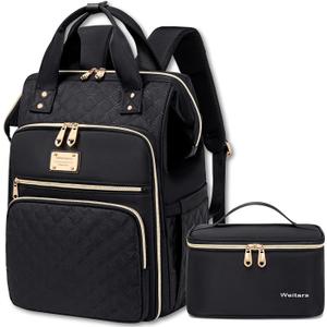 Weitars Lunch Backpack For Women,15.6 Inch Laptop Backpacks For Womens Back pack, Travel Backpacks,Work Backpack For Women (Black)