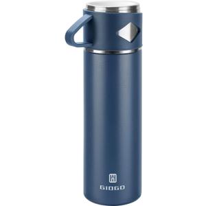 Stainless Steel Thermo 700ml/23.7oz Vacuum Insulated Bottle with Cup for Coffee Hot drink and Cold drink water flask.(Blue,Single)
