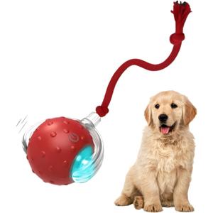 Tiny Fetch Dog Toy - Interactive Dog Toys, 360Smart Automatic Rolling Electric Dogs Ball Toy with Birdsong, Automatic Obstacle Avoidance, Rechargeable, Boredom Relief for Dogs & Cats (Red*1 PC)