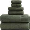 YTYC 27.5x55 Inches Luxury Bath Towels Set of 6 Large, 100 Percent Cotton 650GSM Super Absorbent Soft Shower Towels for Bathroom (Olive Green,6 PCS)