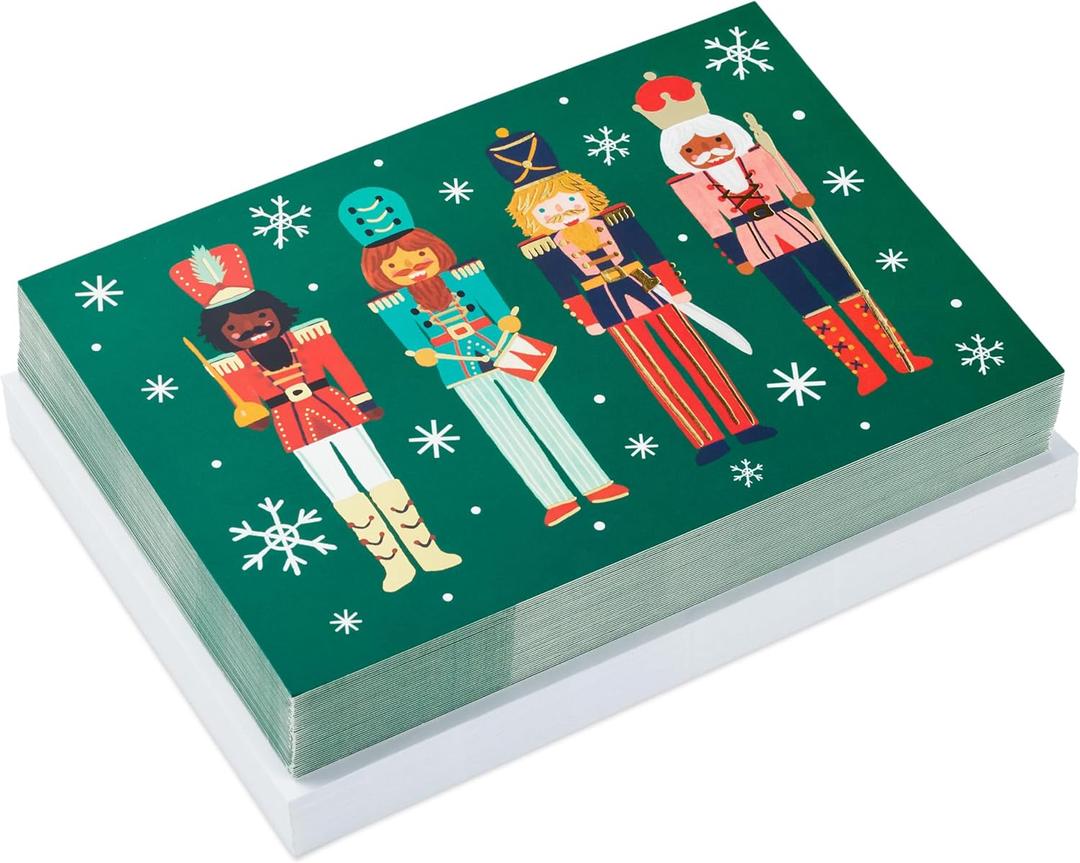 Hallmark Boxed Christmas Cards, Four Nutcrackers (40 Cards and 40 Envelopes)