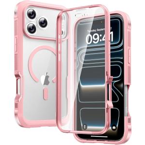 Diaclara Magnetic Designed for iPhone 17 Pro Max Case Full Body Bumper,[Compatible with MagSafe] Military Drop Proof Cover with Built-in Touch Sensitive Anti-Scratch Screen Protector, Pink