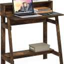 Furinno Simplistic Desk, 32" Wide Gaming Desk with Monitor Stand, A Frame Computer Desk with Shelf, Office Desk for Home Office, Bedroom, Study Room, Dorm, Amber Pine