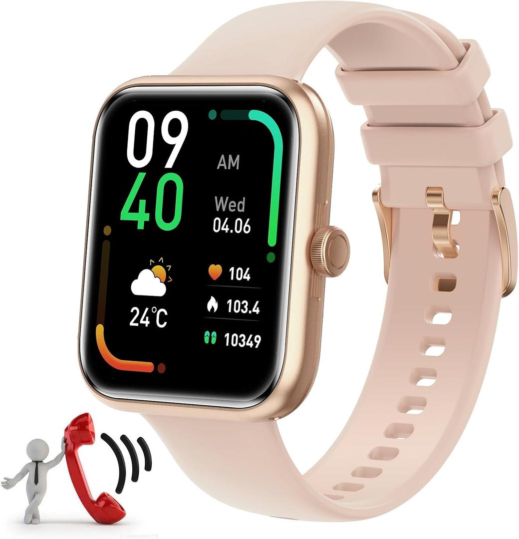 Smart Watch for Men Women(Answer/Make Call), Smartwatches with Heart Rate/SpO2/Sleep/Stress Monitor, IP68 Waterproof Activity Tracker for Android iPhone, 100+ Sports Fitness Watch (Light Pink, 1.81")