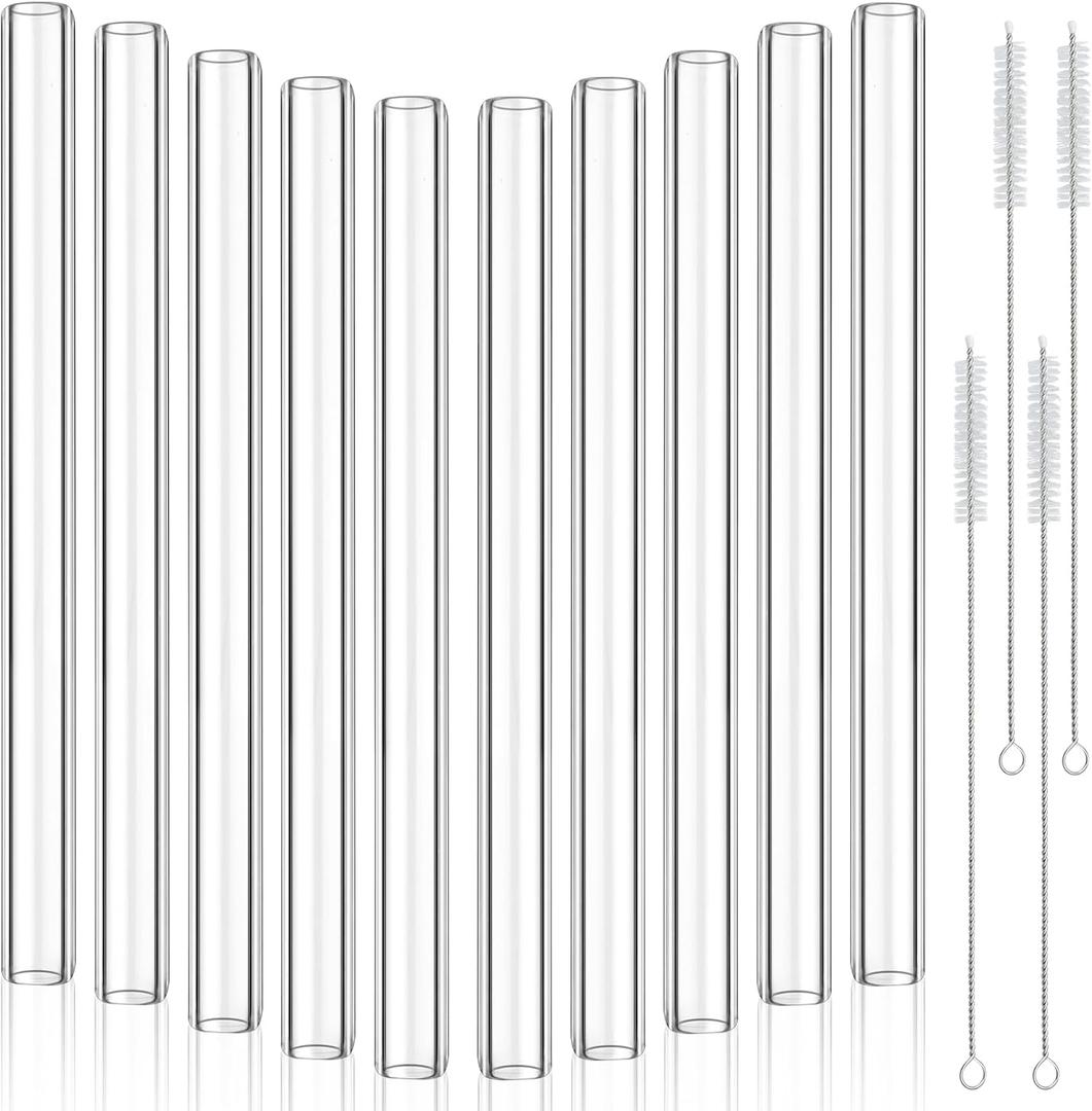 20pc 12in Glass Borosilicate Blowing Tubes, 12mm OD, 8mm ID, 2mm Thick Wall Clear Glass Pipe with 4 Cleaning Brush for Laboratory Experiment