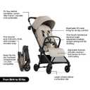 Mompush Nexis Carbon Travel Stroller, Ultra-Lightweight 11.5 lbs, Compact & Airplane Carry-On Approved, One-Second Auto-Fold, One-Hand Full Recline, from Birth to 50 lbs, JPMA Certified, Khaki