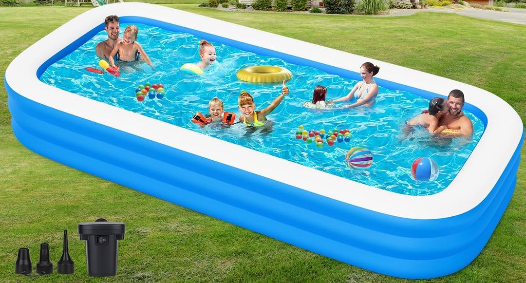 Large Inflatable Pool for Adults, 165" X 76" X 22" Big Blow-Up Pool Swimming Pool, 2025 Upgraded Extra Oversized Thickened Family Pools for Backyard Summer Outdoor