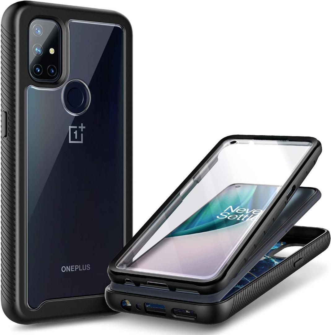 NZND Designed for OnePlus Nord N10 5G Case with Screen Protector | Military-Grade, Full-Body Rugged Dual-Layer Shockproof Protective Cover -Black