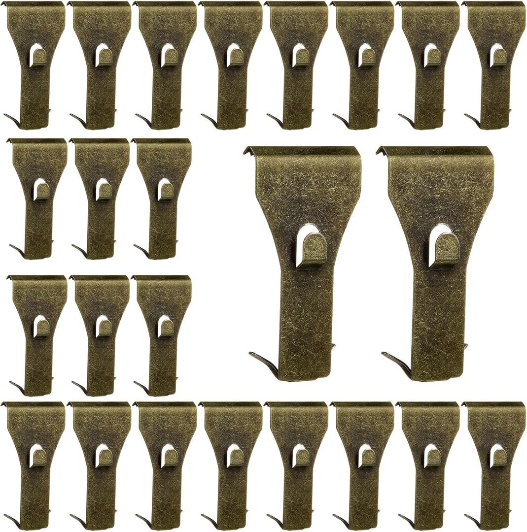 Ripeng 24 Pieces Brick Wall Clips and Hooks for Hanging Outdoors No Drill, Brick Hangers Fit 2-1/4 to 2-3/8 Inch Hooks to Hang Wall Decor, Pictures, Christmas Decorations Hangers (Bronze)