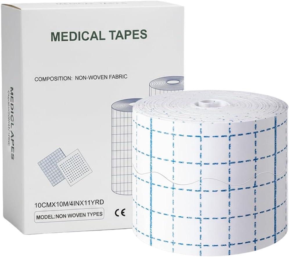Stretch Adhesive Bandage Wrap, 4" x 11 Yard Soft Fabric Breathable Medical Tape | Flexible Non-Woven Gauze Cover for Tattoo Care & Wound Dressing, Skin-Friendly Roll
