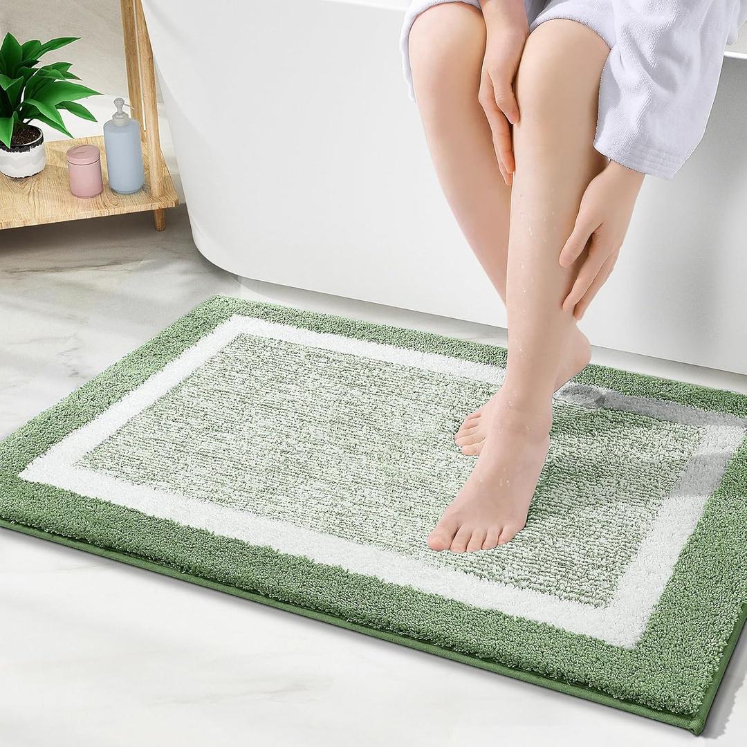 OLANLY Bathroom Rugs 36x24, Extra Soft and Absorbent Microfiber Bath Mat, Non-Slip, Machine Washable, Quick Dry Shaggy Bath Carpet, Suitable for Bathroom Floor, Tub, Shower (Large, Sage Green)