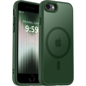 MOCCA Strong Magnetic for iPhone SE Case 2022/iPhone SE 2020 Case/iPhone 7 Case/iPhone 8 Case [Compatible with Magsafe] Slim Thin Translucent Matte Protective Cover Phone Case 4.7'', Midnight Green