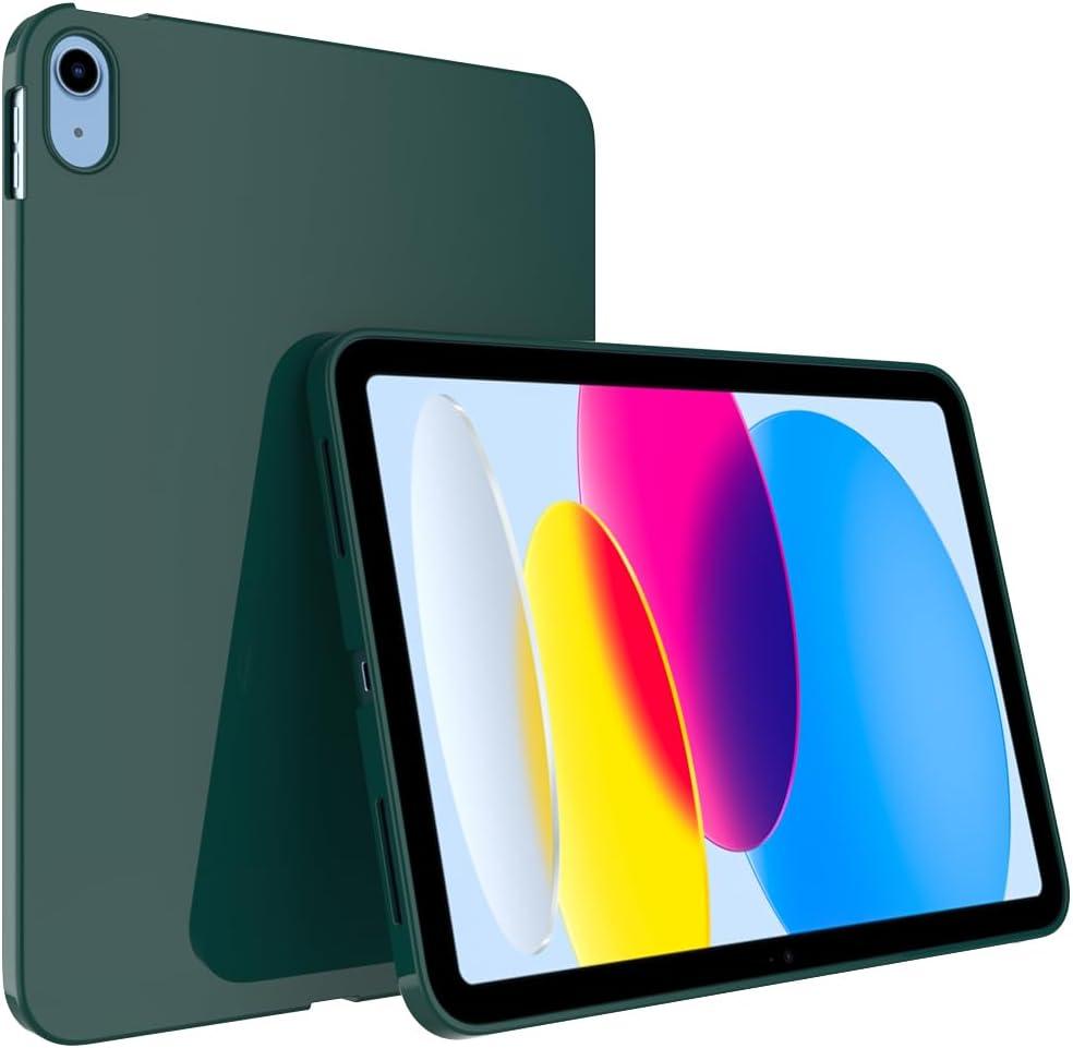 Callyue Slim Case for iPad 10th Generation 10.9 inch 2022, Ultra Thin Lightweight Matte Soft Flexible Frosted TPU Skin Bumper Back Cover Shell,Dark Night Green