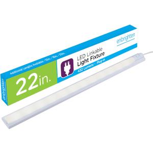Enbrighten 22 Inch LED Premium Under Cabinet Light Fixture, Plug-In, Bright White 3000K, 432 Lumens, Plastic Housing, Built-In On/Off Switch, Perfect for Kitchen, Home Office, Garage, Workbench, 26536