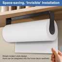 Paper Towel Holder Under Cabinet, Wall Mount, Stainless Steel, Adhesive Paper Towel Rack for Kitchen and Bathroom, Black