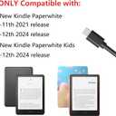 15W Fast Charger for All-New Amazon Kindle Paperwhite 16GB 32GB (2021/2024 Release),Paperwhite Kids 16GB, Paperwhite 11th 12th Charger with 10FT USB C Cable