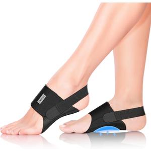 Arch Support Brace for Plantar Fasciitis Relief: Upgraded Non-Slip Wearable Arch Support w/Built-in Orthotics - Adjustable Bands w/Gel Pads for Flat Feet High & Fallen Arch Unisex (Black), Pack of 1 