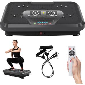 Vibration Plate Exercise Machine, Vibration Plate for Lymphatic Drainage Weight Loss, 999 Gear Shaping Vibrating Plate, Full Whole Body Workout Vibration Platform with Handles for Home Fitness (BLACK)