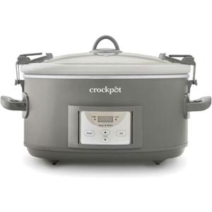Crock-Pot Locking Lid 6qt Cook and Carry Programmable Slow Cooker Moonshine Green (Grey), 7 Quarts
