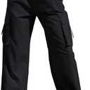 Women's High Waisted Cargo Pants Baggy Trendy Hiking Parachute Pants with Pockets Y2K Cargo Trousers Drawstring Ankles Black (Black, XL)