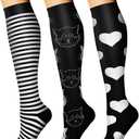 CHARMKING Compression Socks for Women & Men Circulation (3 Pairs) 15-20 mmHg is Best Support for Athletic Running Cycling (Large-X-Large, 15 White/Black/Black)