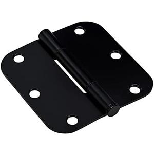Hardware Essentials by Hillman Squeak-Proof 3-1/2in 5/8in Radius Matte Black Door Hinge, 3-1/2in 3 Count (Pack of 1)