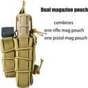 2 Packs Double Molle Mag Pouch 9mm/.40 Pistol Magazine Pouch and 5.56mm 7.62mm Rifle Mag Pouch Set Dual Stack Magazine Pouch Carrier