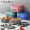KEMETHY Adults Bento Lunch Box Set with Thermo Bag, 74oz Stackable Leak-proof 3-tiers Bento Box, Built-in Utensil and Sauce Container for Work, School, Dining Out (Gray)