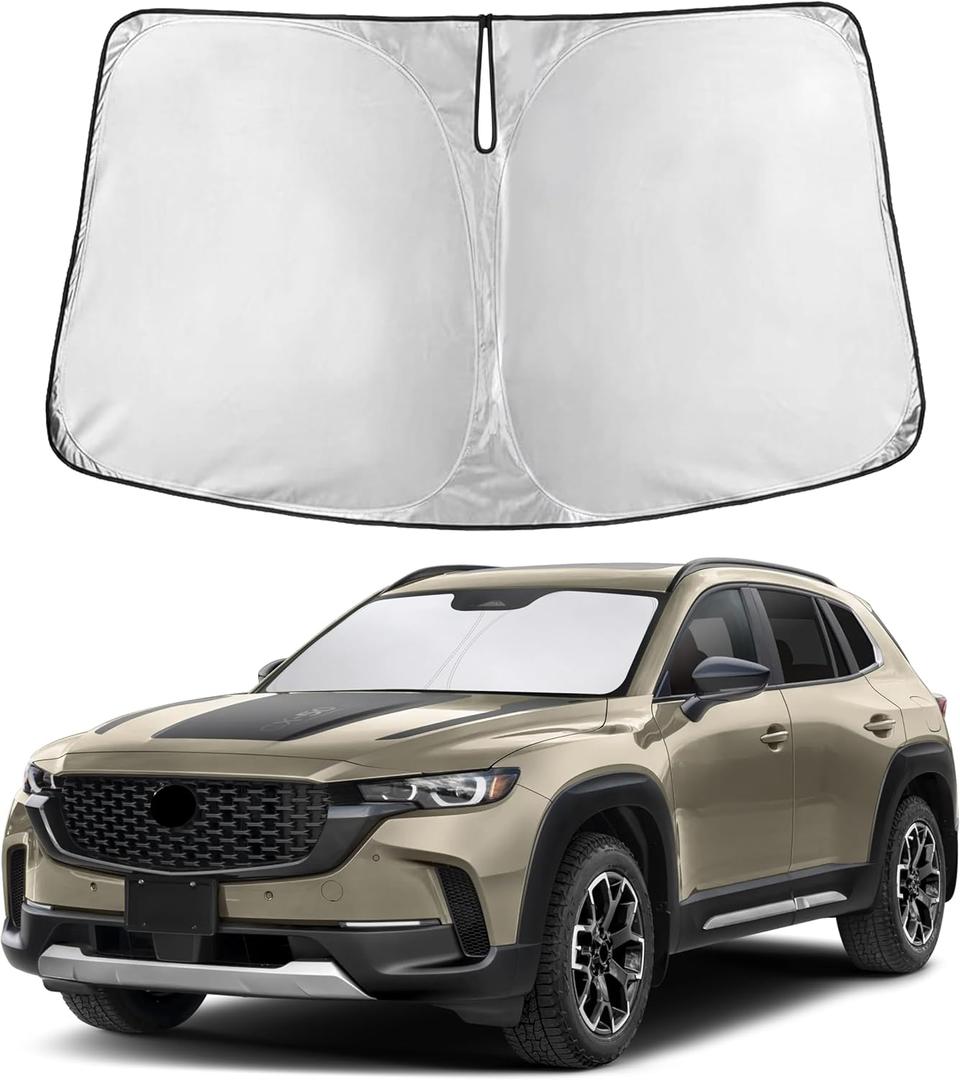 Autovir Windshield Sun Shade Fit for 2023-2024 2025 2026 Mazda CX 50 Sun Shade, Front Window Sun Visor, UV Protection, Heat Blocker, Foldable Car Accessories