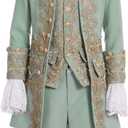 1791's lady Men's Victorian Fancy Outfit 18th Century Regency Tailcoat Vest Halloween Costume (Green, L)
