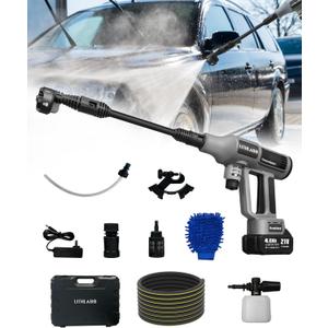 Cordless Pressure Washer 1080PSI with 4.0 Ah Battery, Portable Power Washer with 6-in-1 Nozzle,Foam Cannon, Hose, Faucet Adaptor, Handheld Pressure Washer for Car Wash Fences Driveways Patios