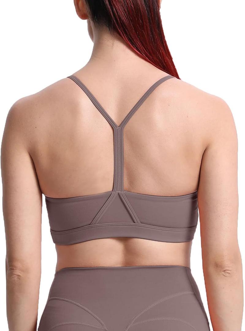 Aoxjox Women's Workout Y Sports Bras Fitness Trainning Active Gym Bra Yoga Crop Tank (Coffee)
