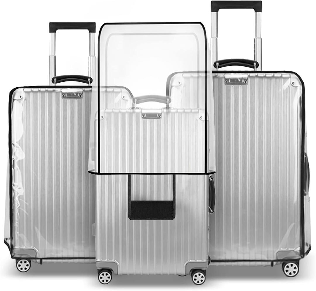 T Tersely 3 Pieces Luggage Cover Protectors, for 20 24 28 inch luggage Clear PVC Suitcase Cover Set,Waterproof Suitcase Protective Covers for Tsa Approved for Travel
