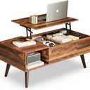 WLIVE Coffee Table for Living Room, Lift Top Coffee Table with Storage, Small Rising Wooden Dining Center Table with Storage Shelf & Hidden Compartment, 39" Rustic Brown
