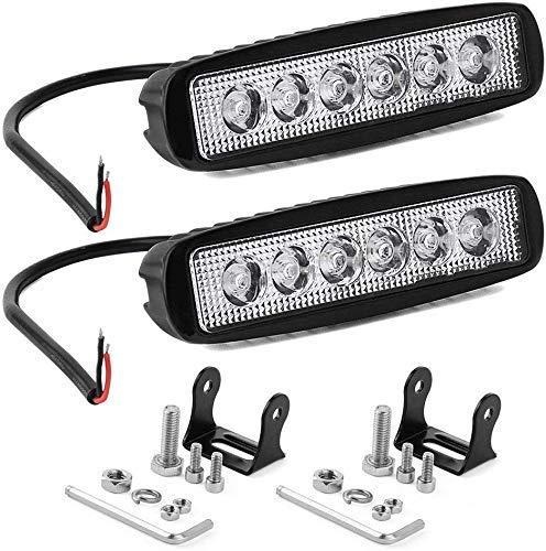 Willpower 2pcs 18W 6 Inch LED Work Light Spot Beam Single Row LED Light Bar 12V 24V Super Slim Offroad Driving Lights Fog Lamps for Truck Tractor Boat 4x4 Car SUV ATV