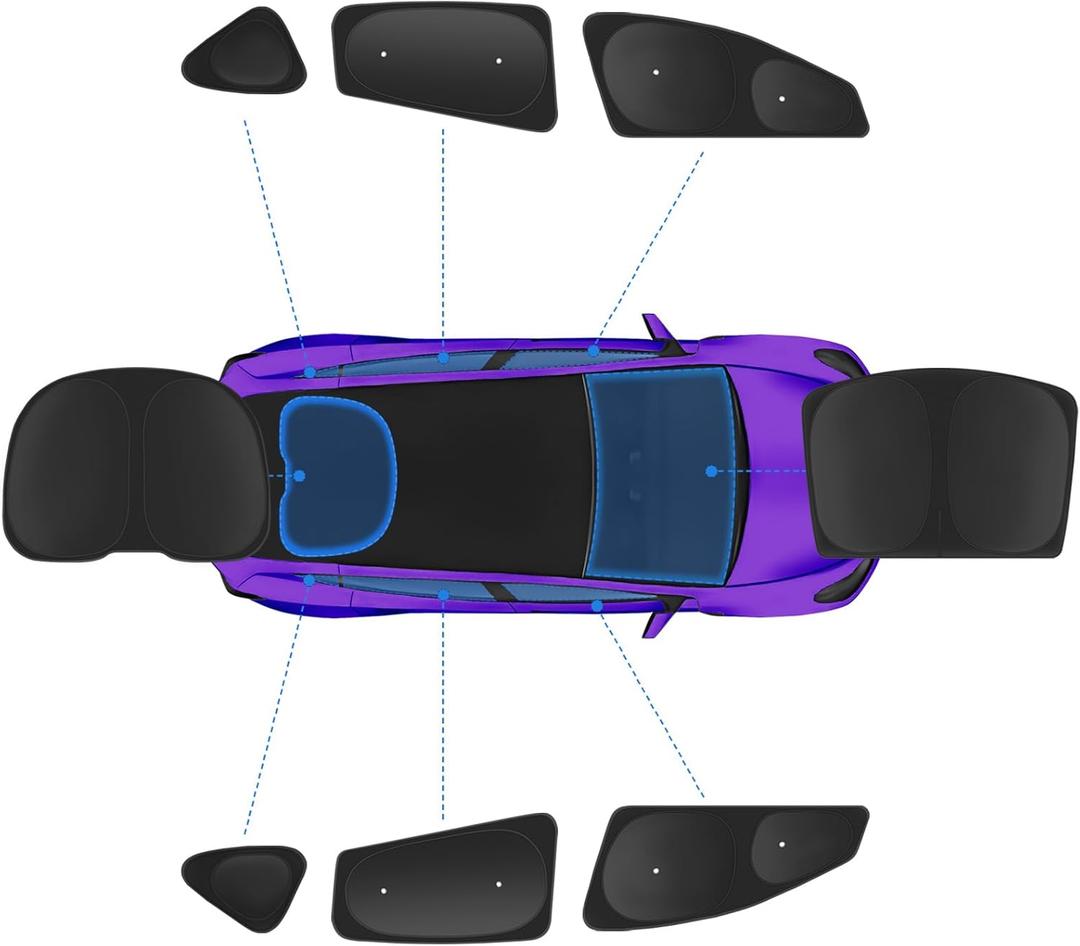 2025 Upgrade Window Sunshade with Sucks for Tesla Model Y Juniper 2025-2020 [No-Gap/Sag-Free] Windshield Sunshade Heat Insulation Privacy Shade for Tesla Model Y Accessories 2025-2020 Black