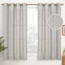 YoungsTex Linen Curtains 54 Inch Length Light Grey Textured Curtains with Bronze Grommet Light Filtering Drapes for Living Room Bedroom, 52 x 54 Inch, 2 Panels