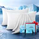 Ultra-Chill Cooling Pillowcase Set of 2 for Hot Sleepers, Softer Than Silk Pillow Cases for Protecting Hair & Skin, Breathable Bed Pillow Covers w/Zipper, Gifts for Women Men (White, Standard)