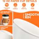100 Pack 12 oz Disposable Coffee Cups with Lids and Sleeves,White