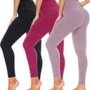 3 Pack High Waisted Leggings for Women- Full Length Capri Black Buttery Soft Tummy Control Yoga Pants for Workout Athletic