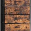 Crestlive Products Vertical Dresser Storage Tower - Sturdy Steel Frame, Wood Top, Easy Pull Fabric Bins, Handles - Organizer Unit for Bedroom, Hallway, Entryway, Closets - 7 Drawers (Rustic Brown)