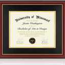 Diploma Frame 14x17 with Black Mat Fits Document, Certificate or 16x20 Picture without Mat, 17x14 Cherry Red Frame for Wall Mounting