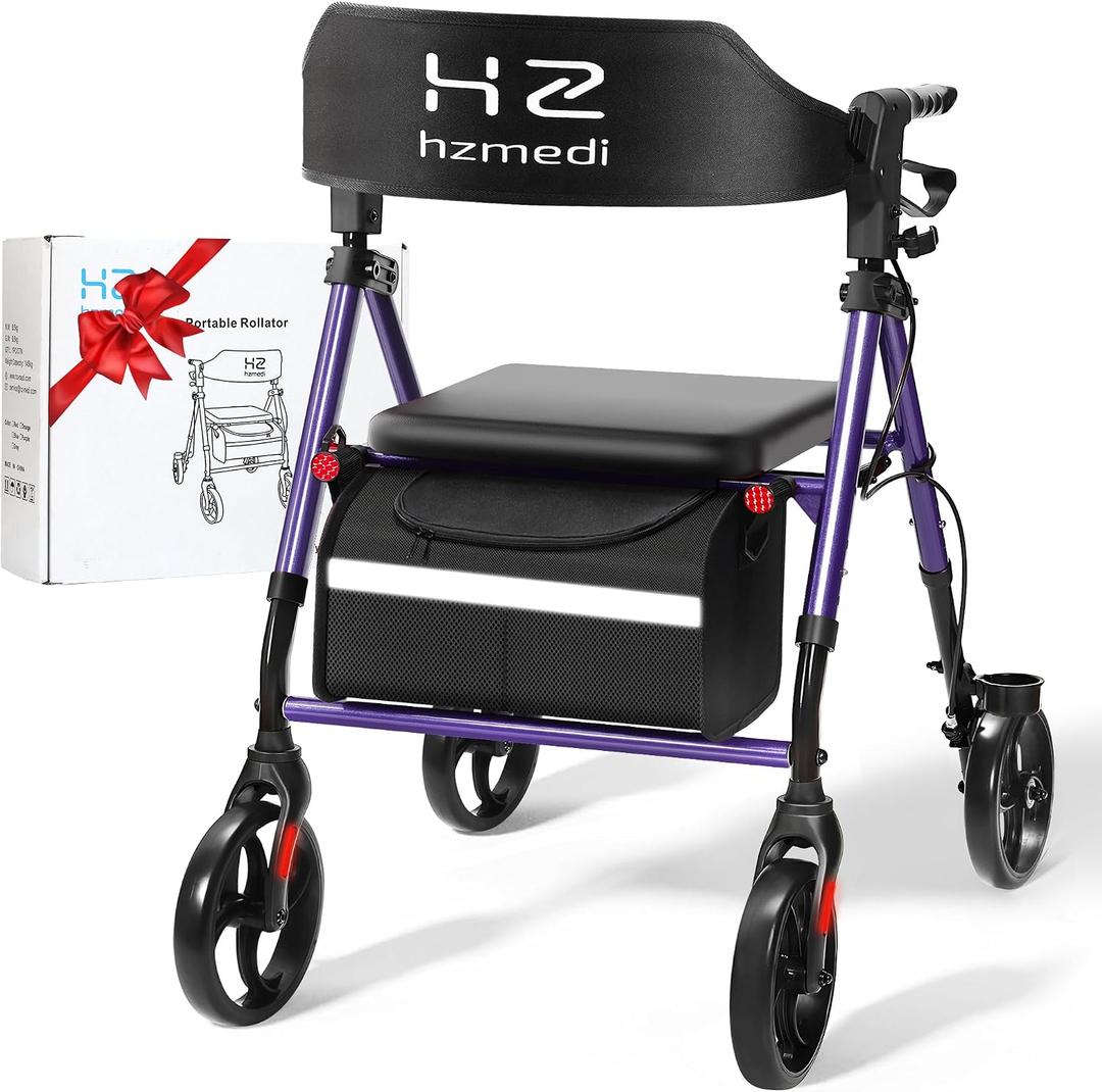 Rollator Walker for Seniors with seat Adjustable Height 8" Wheels