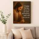 DoawBang Jesus Wall Art Canvas Come to Me Matthew 11:28 Scripture 12x16 inch Inspirational Christian Decor for Prayer Room, Home, or Office