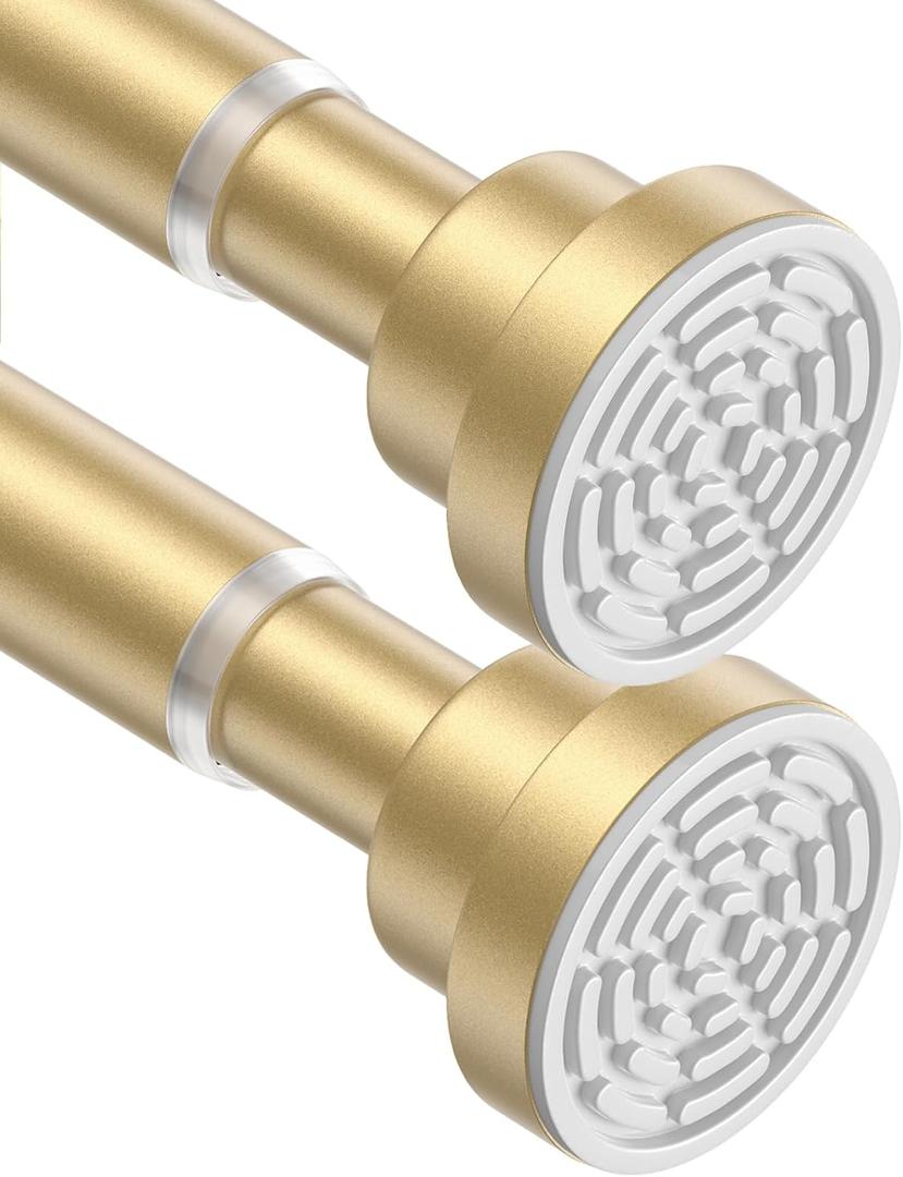 Tension Curtain Rod 28 To 50 Inch Gold Tension Rods Adjustable Spring Loaded Curtain Rods 7/8" Curtain Rods No Drilling Tension Rods For Windows Bedroom Closet Doorway Door 2pcs