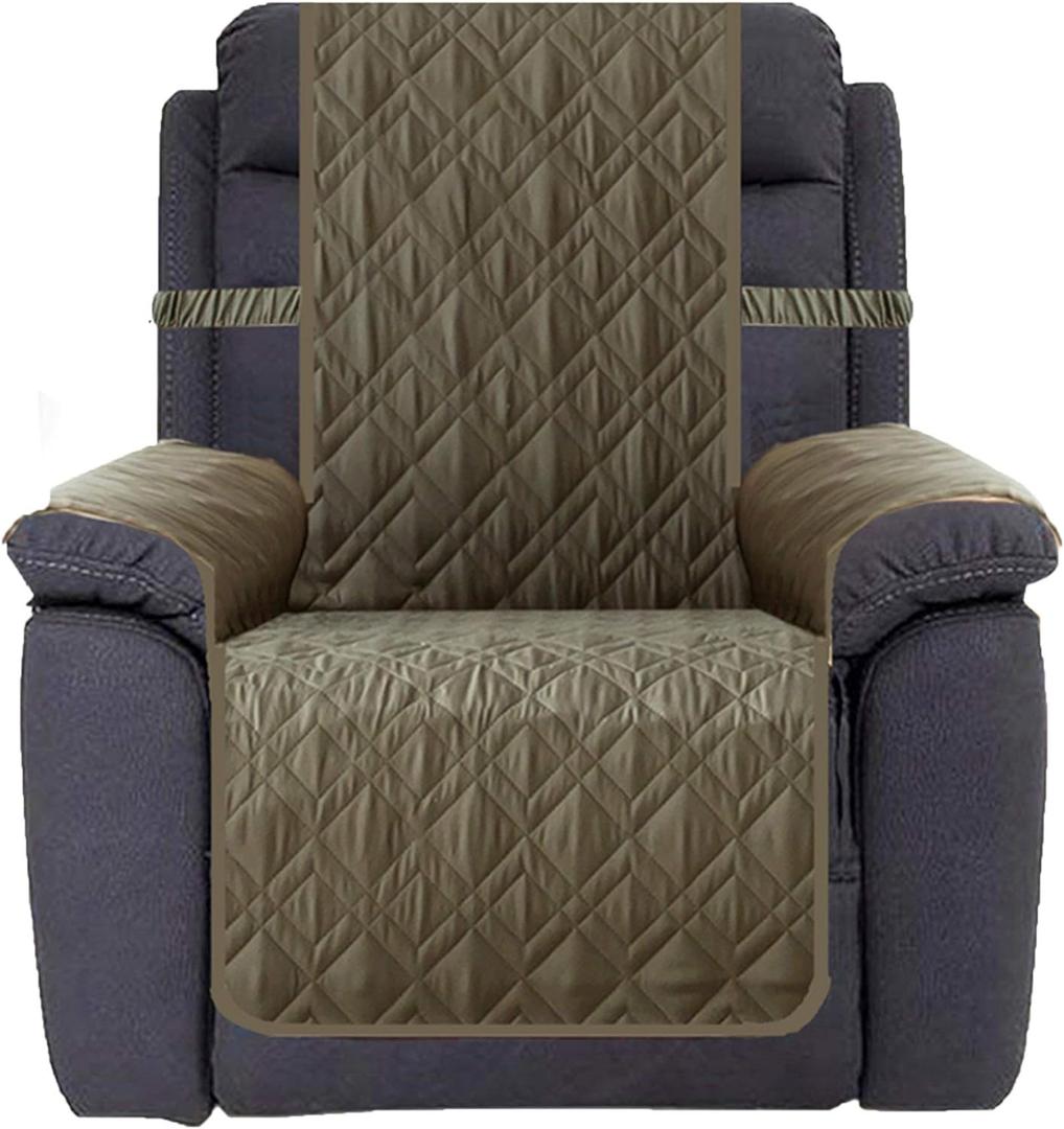 Ameritex Waterproof Nonslip Recliner Cover Stay in Place, Dog Chair Cover Furniture Protector, Ideal Recliner Slipcovers for Pets and Kids (Green, 30'')