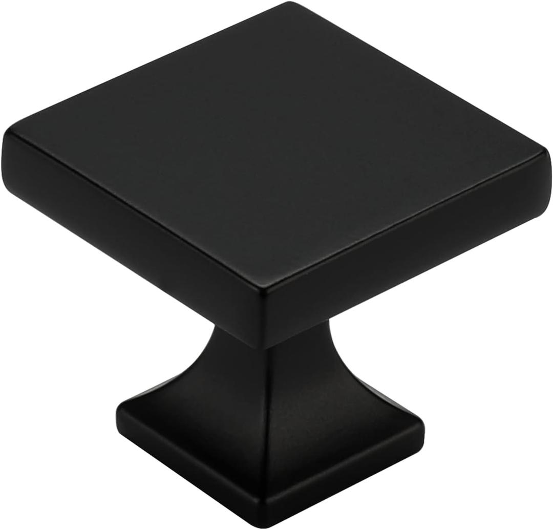 homdiy 25 Pack Black Cabinet Knobs Matte Black Square Dresser Drawer Knobs Zinc Alloy Kitchen Cabinet Hardware