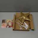 Brightown-Christmas-Tree-Topper, Christmas Star Tree Topper Lighted 3D Hollowed Gold Pentagram Built-in 10 Bulbs Golden Glitter Sparkling Plug in Vintage Indoor Holiday Xmas Decorations Ornaments